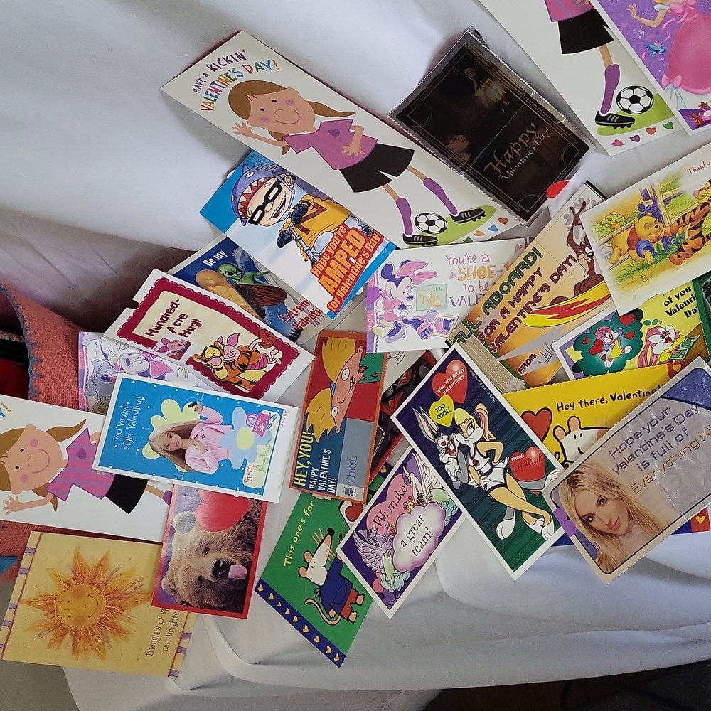 Valentines Lot of 41 vintage 1990s y2k Used written On Cards (For Repurposing)